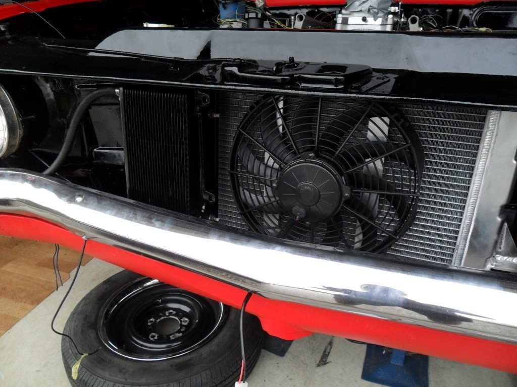 Ventola Elettrica Universale 12 pollici per Auto Ventola Radiatore Auto 12V 80W Ventola di Raffreddamento Slim con Accessori di Montaggio per Auto, Camion, Caravan