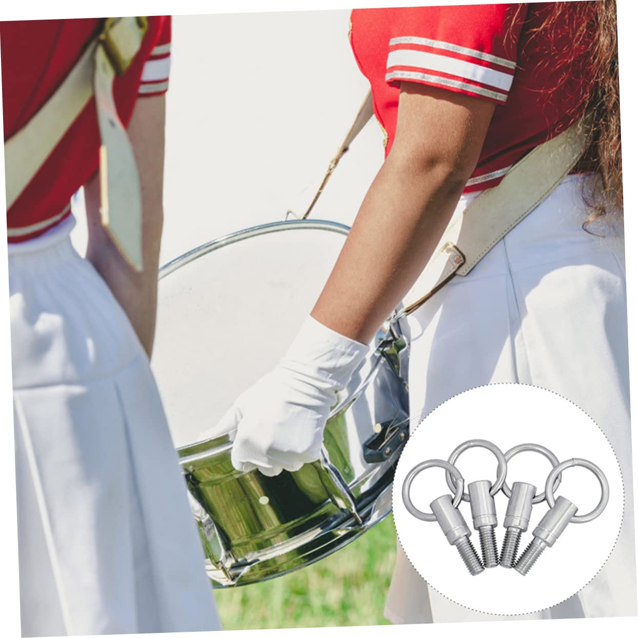 ERINGOGO Drum Fixing Screw with Buckle Screws Snare Drum Creative Drum Belt Screw Strap Fixing Screw Drum Strap Parts Simple Strap Screw Drum Screw Durable Drum Strap Screw Metal Silver