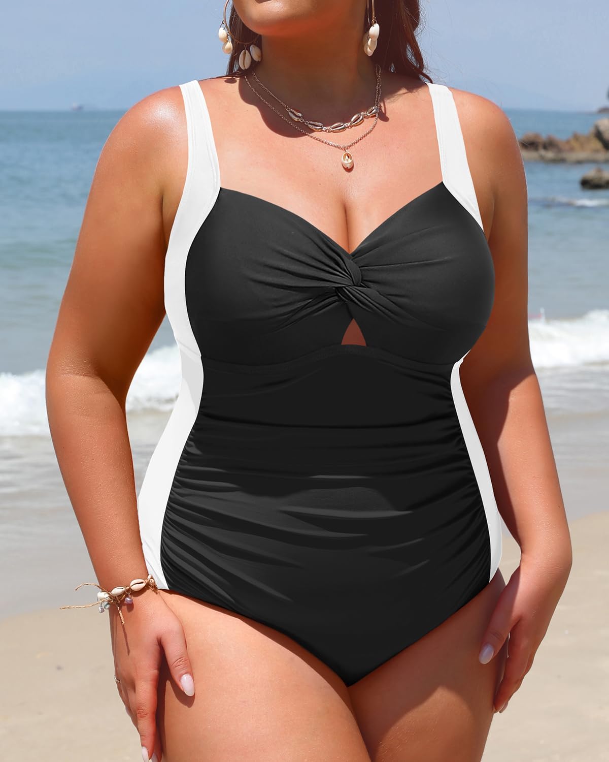 Daci Women Plus Size One Piece Swimsuits - Tummy Control Bathing Suits Full Coverage Twist Front Ruched Swimwear 2025 - Image 3