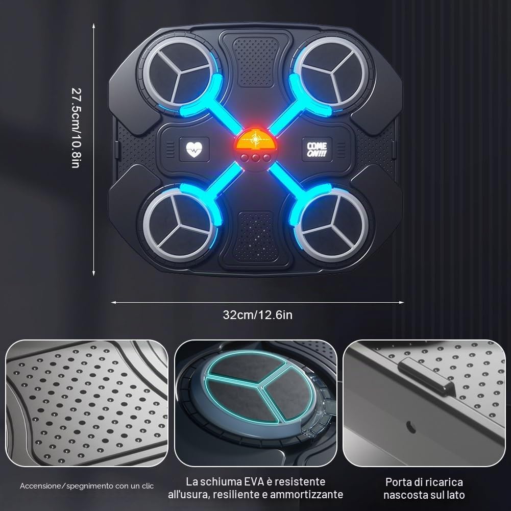 Music Boxing Machine Tirapugni, Macchina Musicale Elettronica a LED Montata a Parete, per Adulti, Disco Musicale, Attrezzatura a Percussione per La Casa (27.5 * 32 CM)