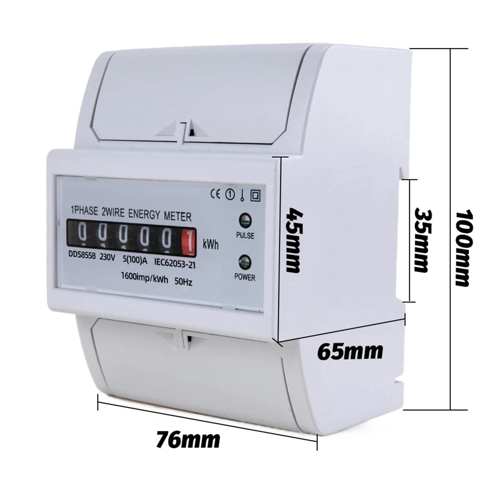 Jednofazowy dwużyłowy pobór mocy do montażu na szynie DIN Licznik energii Watt Licznik watomierz kWh 5(100) A 230 V AC 50 Hz