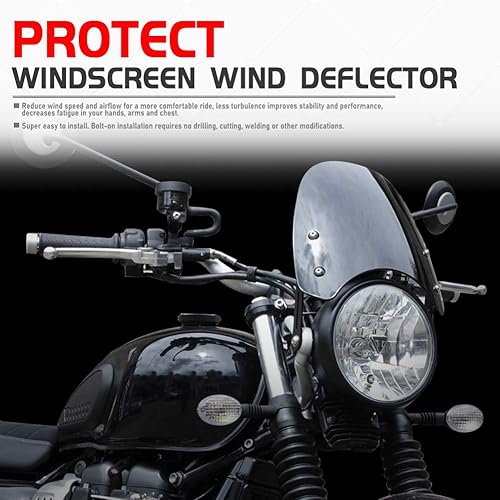 Miniatura 4 de TAZGANTAX Parabrisas de motocicleta, protector a prueba de viento, deflector de viento, piezas de modificación compatibles con Triu-mph Bonnevill