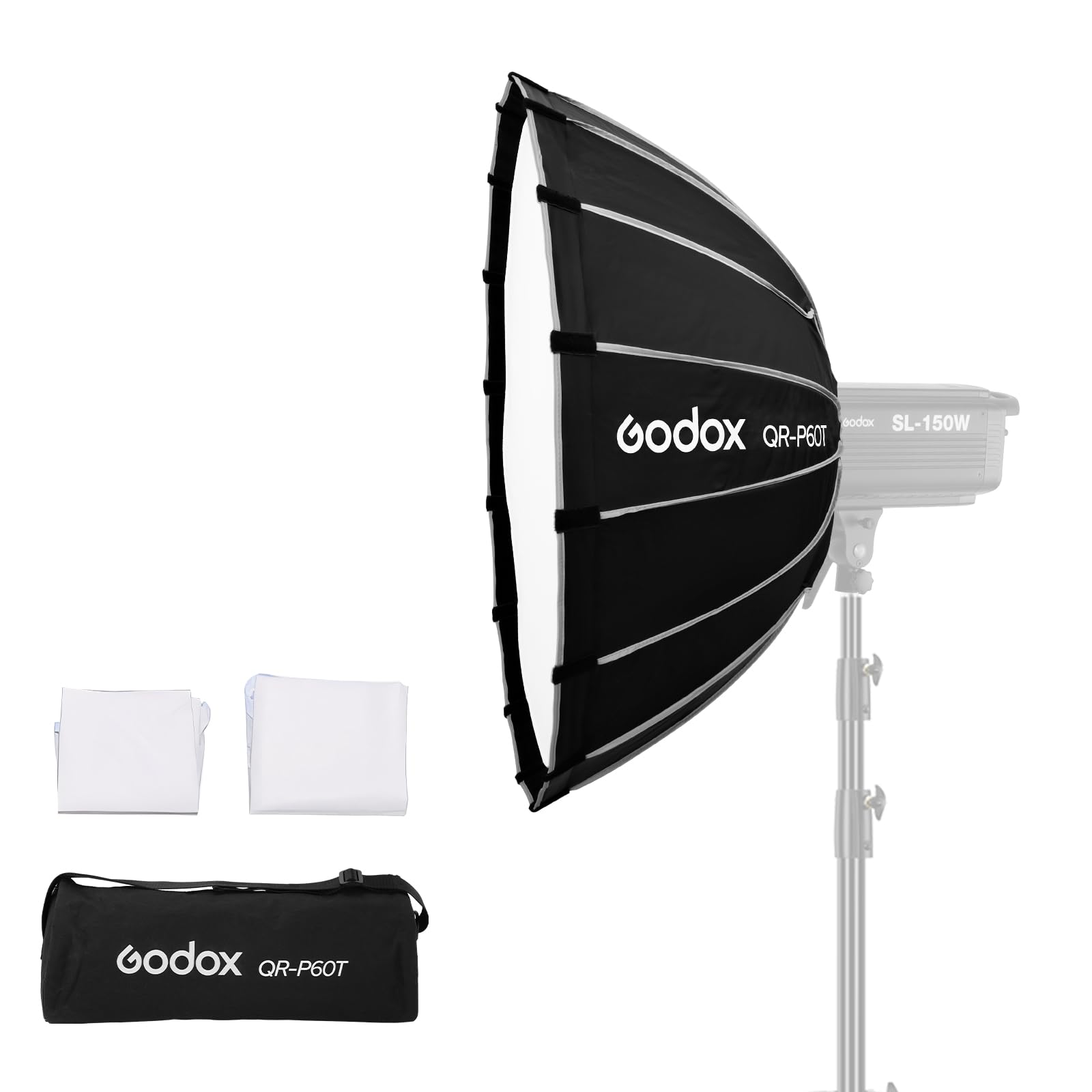Godox QR-P60T Szerokokątny Softbox Quick Release Photography Studio Silver do Bowens Mount MonoLight i Flash do GODOX SK400