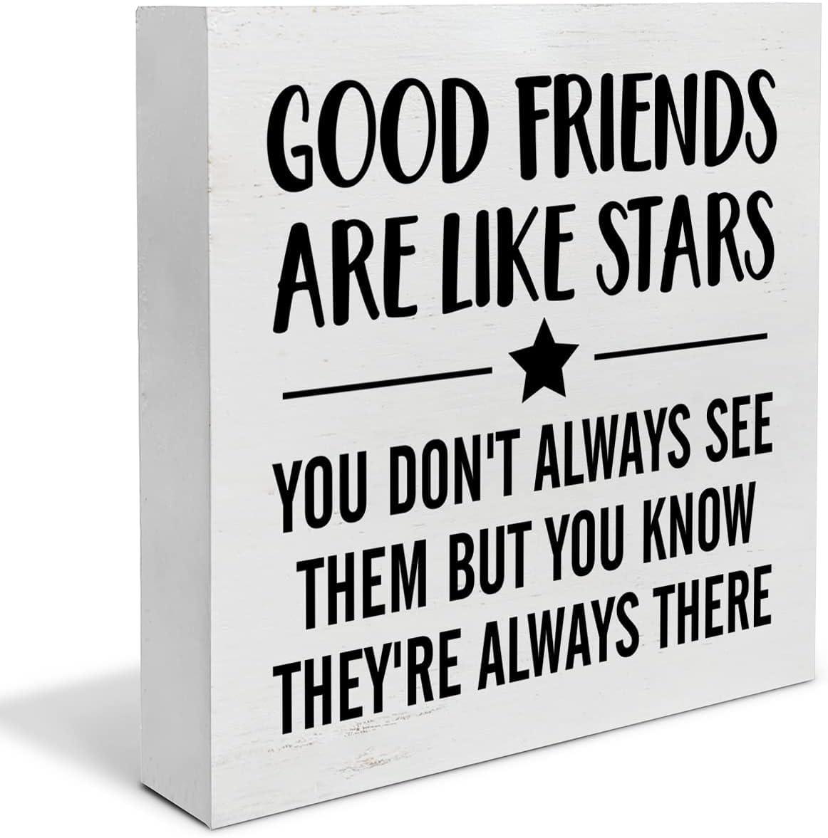 Good Friends Are Like Stars Friendships Gift Wood Box Sign Rustic Block Plaque for Wall Tabletop Desk Office Shelf Table Bedroom Bathroom Home Decor 5x5 Inch