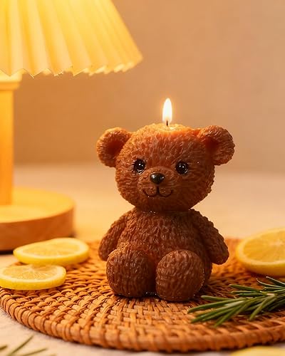 Miniatura 6 de Moldes de silicona para velas, moldes de silicona de oso encantador 3D, diseño de ambiente acogedor, inodoro, sin BPA, lindos moldes de silicona de