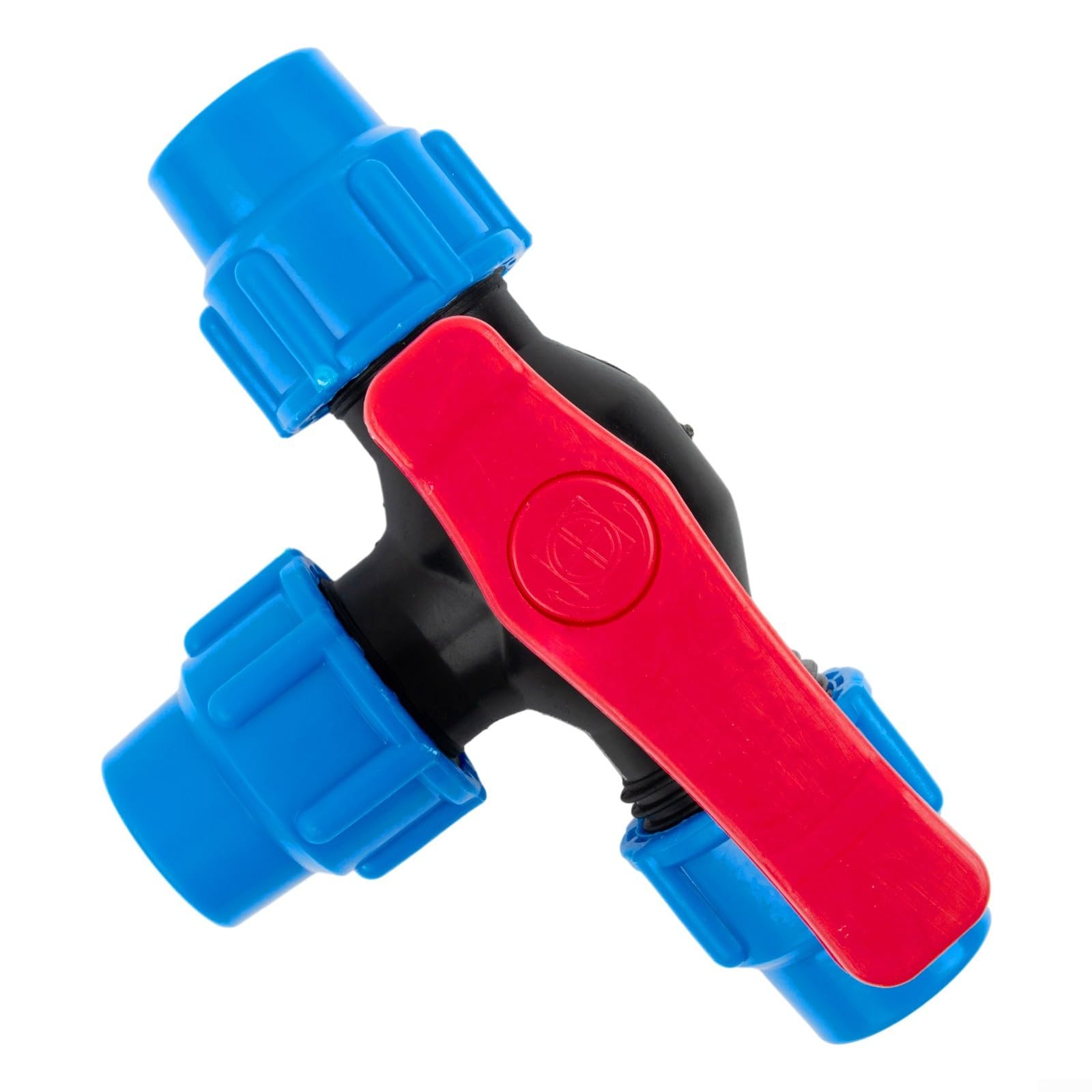 Vanne à bille en plastique PE à 3 voies pour contrôle de l'eau des tuyaux en polyéthylène avec compatibilité OD de 20 mm, 25 mm, 32 mm, 40 mm, 50 mm et taille DN15 DN20 DN25 DN32 DN40 (25 mm)