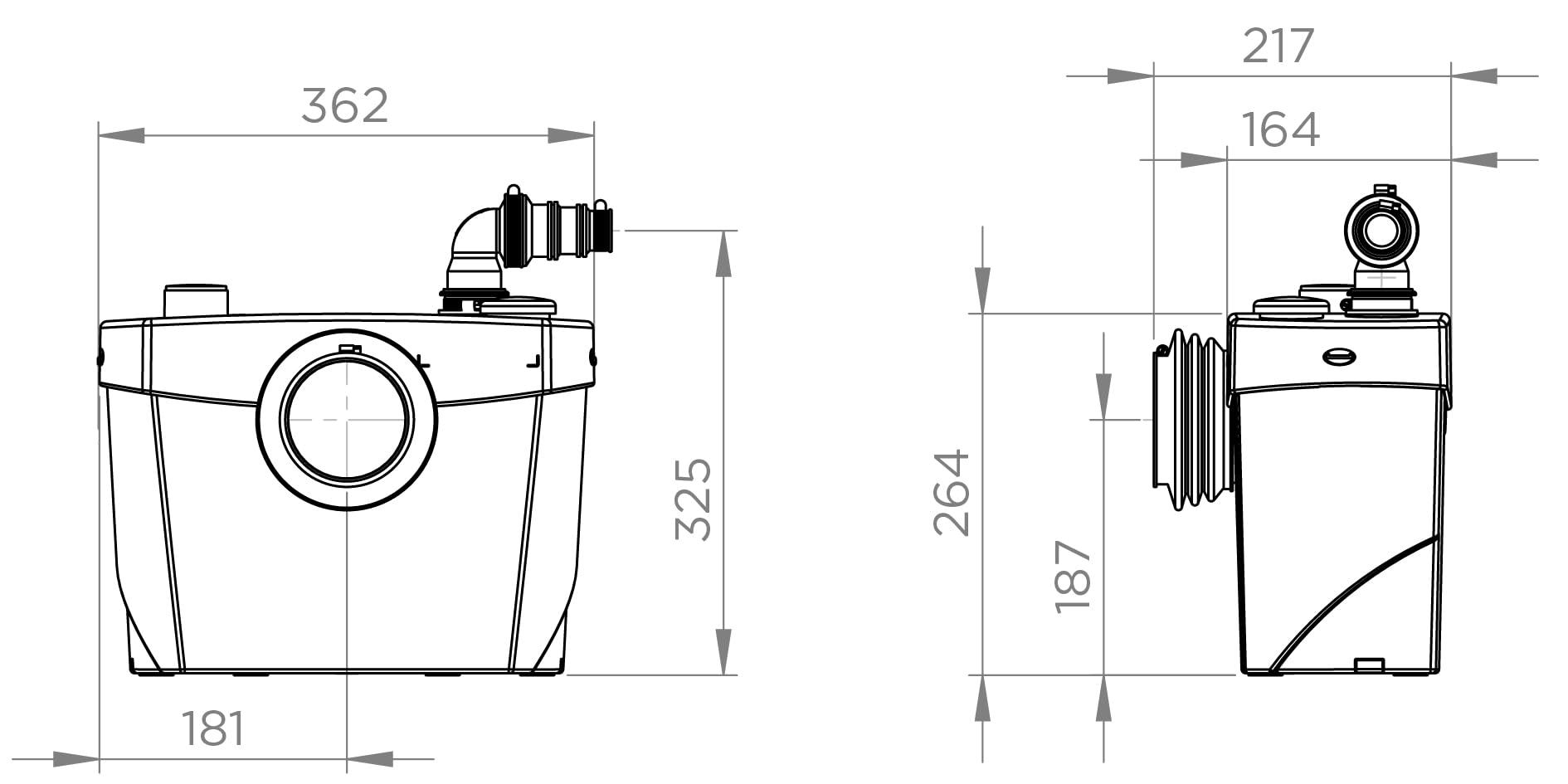 SFA - Sanibroyeur Top - Broyeur WC Et Salle d'Eau - Evacuation Eaux Usées - 2 Entrées WC Et Lavabo - Puissant, Silencieux - Discret - Entretien Simple - 36,1 x 21,6 x 32,5 cm - 400 W - Made in France