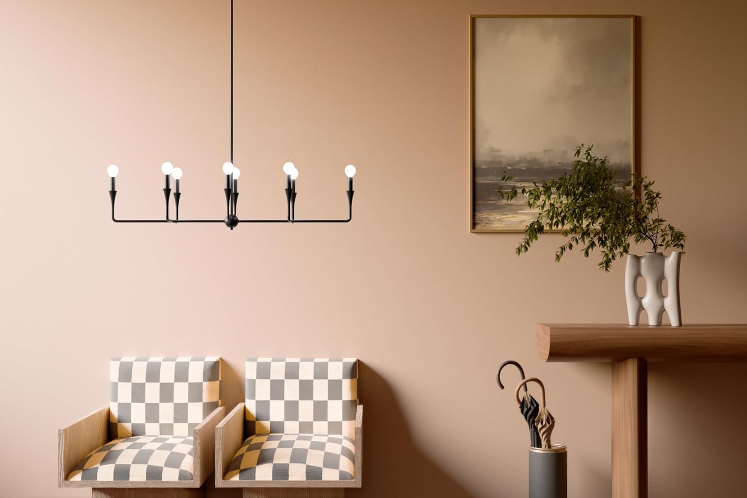 Alvaro Black 8-Light Modern Linear Chandelier