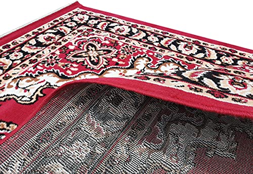 Image of Acrylic Rectangular Carpet for Hall | Mat for Living Room | 5x7 Feet Red | Anti-Skid Carpets | Carpet for Bedroom Floor | Galicha for Hall | Home & Decor (150x195 CM - Red Color)