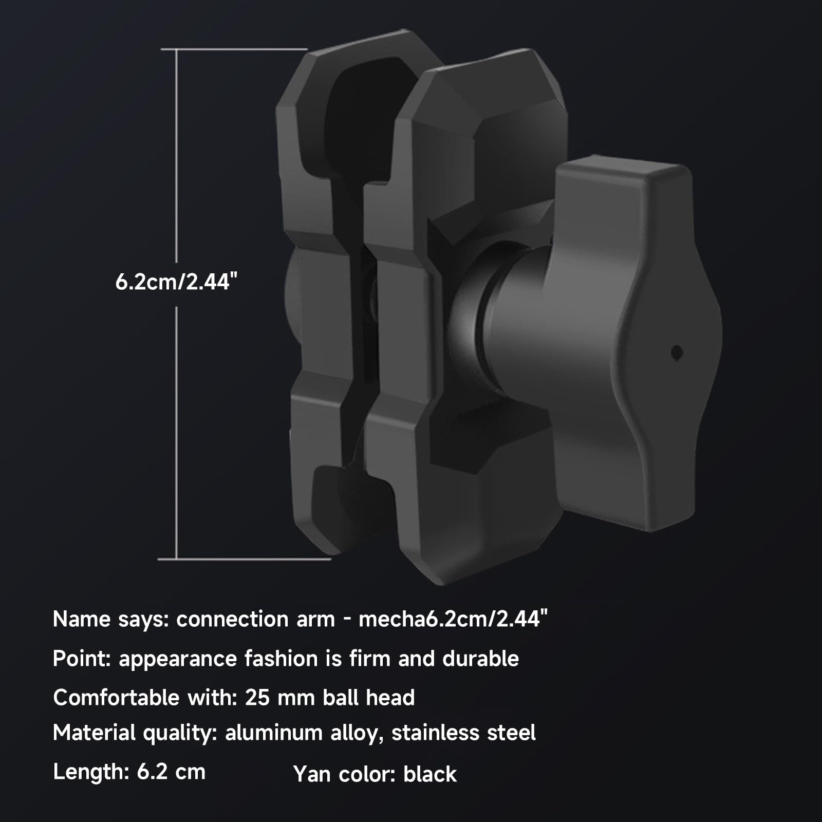 Bras D'extension En Aluminium Double Prise 9 Cm - Pour Base à Billes 1 Pouce, Support Téléphone, Appareil Photo