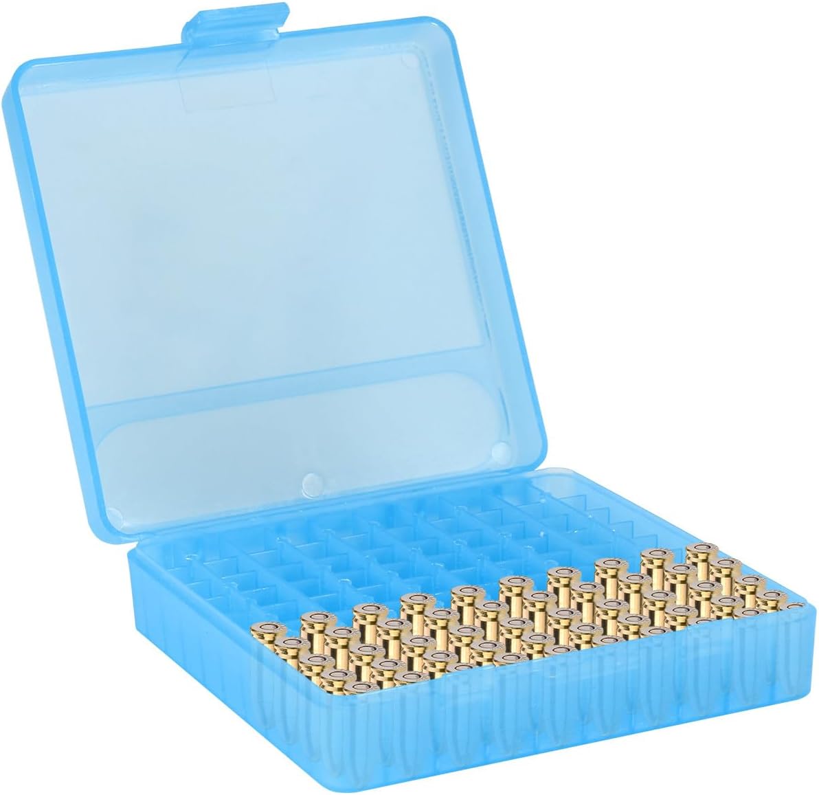 100 Round Pistol Ammo Storage Box for Handgun | Blue Lockable Ammo Can for 9mm Ammo Storage | Durable Storage Box with Handle, Weatherproof Ammunition Dry Box | Plastic Tool Box for Ammo