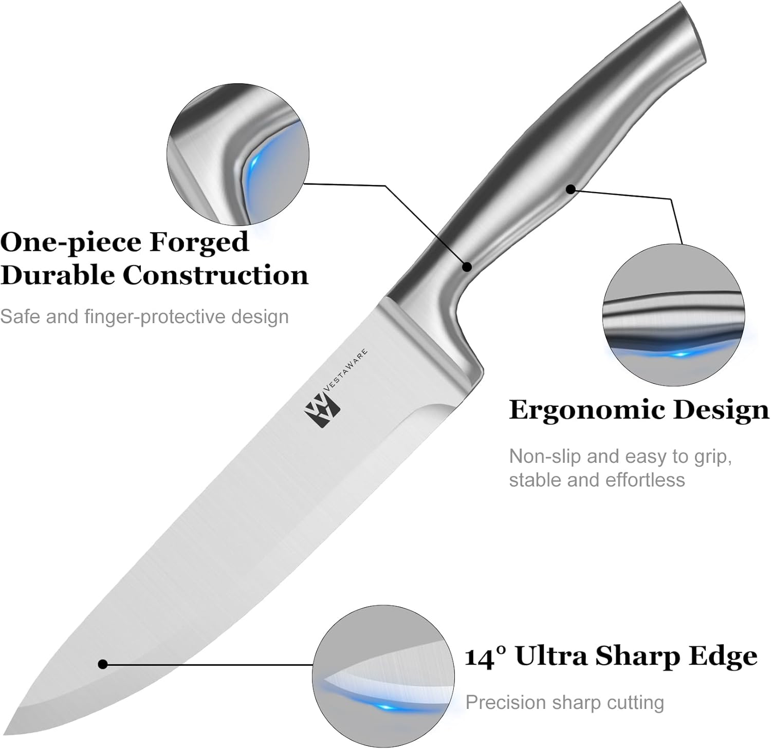 Knife Block Set, Razor-Sharp Kitchen Knife Sets, Stainless Steel Knife Set with Block, 14 Pieces Knives Set for Kitchen, Black Chef Knife Set, Dishwasher Safe, Gifts for Men