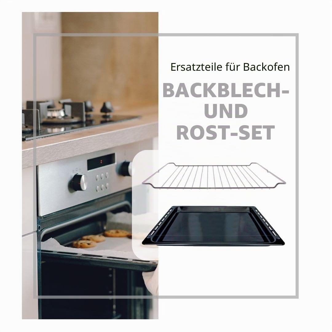Recamania Grillrost & Backblech Set 370x460 mm kompatibel mit Teka Backöfen | 2-teiliges Set aus emailliertem Backblech & Metallgrill | Ersatz für Standard-Ofenmodelle