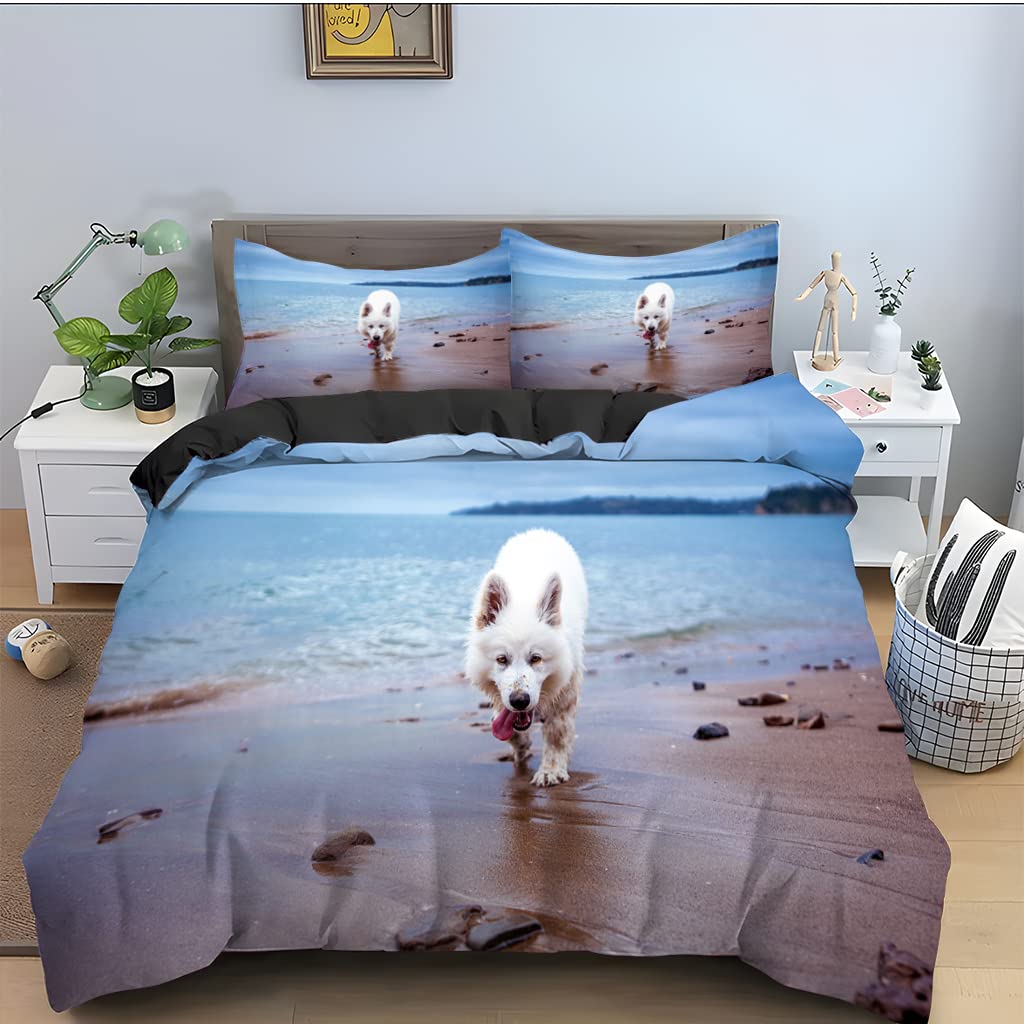 Parure housse de couette ado chien bleu 140x200 douce pour transformer la chambre des enfants