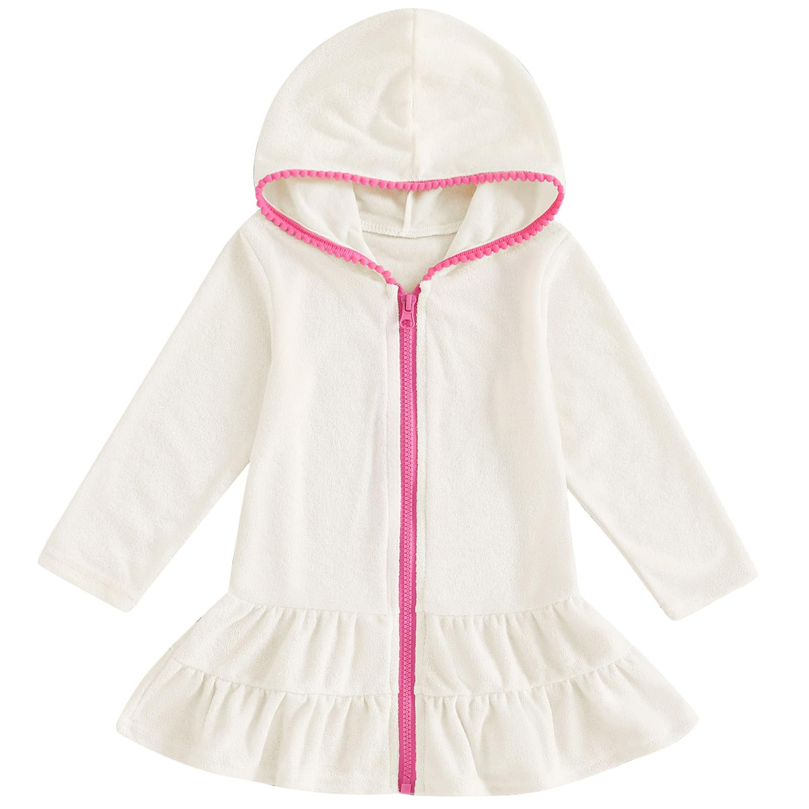 Mubineo Toddler Girl Long Sleeve Swimsuit Beach Dress Cute Cover Ups Ruffle Bathing Suit Cover Up Kimono Kids Swimwear