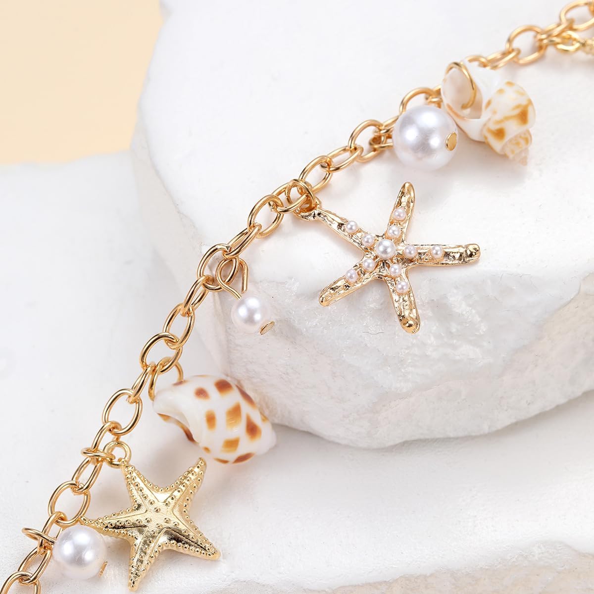Seashell Belt Sea Shell Earrings Vacation Jewelry for Women Beach Jewelry Set Shell Charm Necklace Waist Chain Belt Mermaided Starfish Bracelet Belly Chains for Women Seashell Dress Beachy Stuff - Image 5