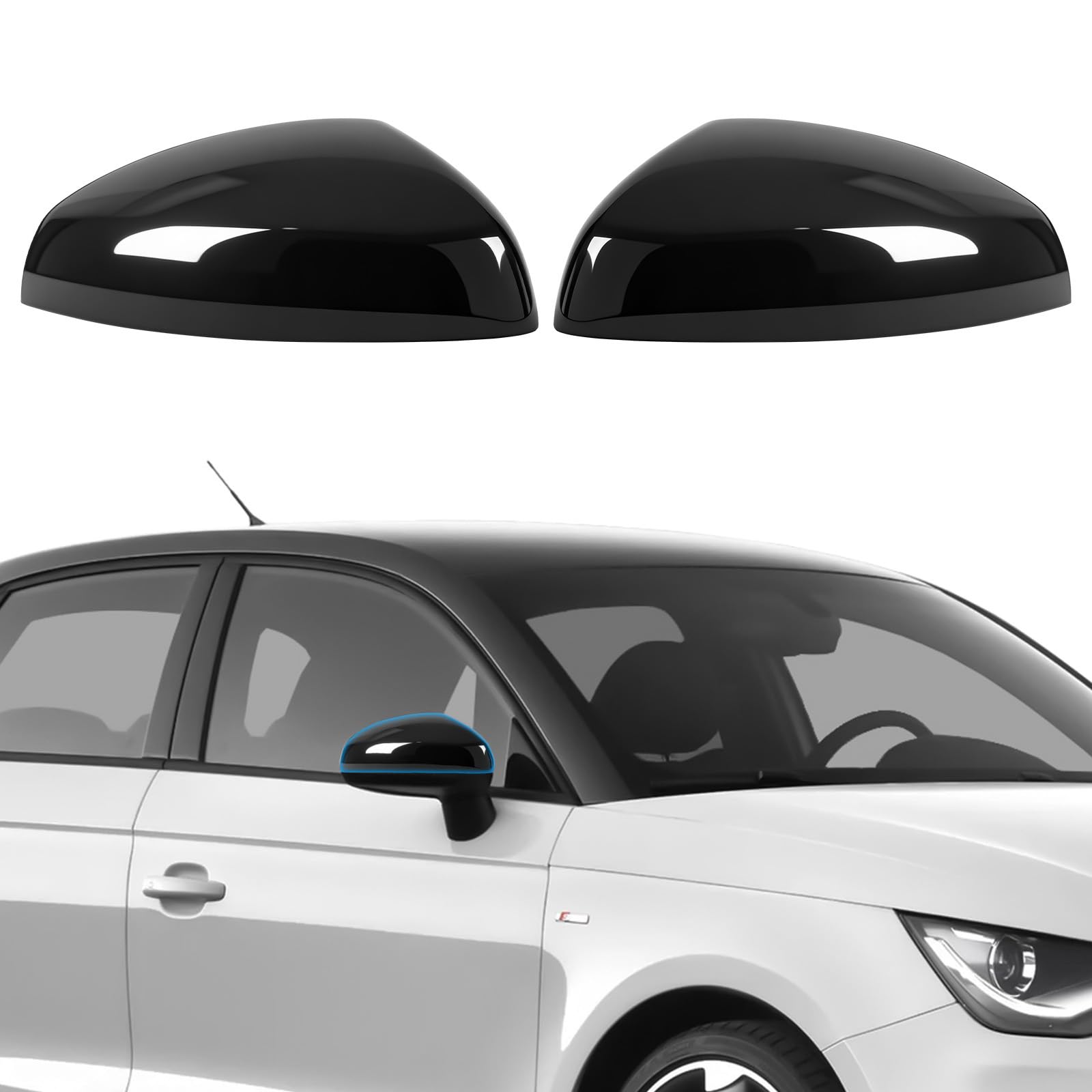 Copri Specchietto Retrovisore Compatibile con Audi A1 2010-2015 Calotta Specchio Sinistra & Destra