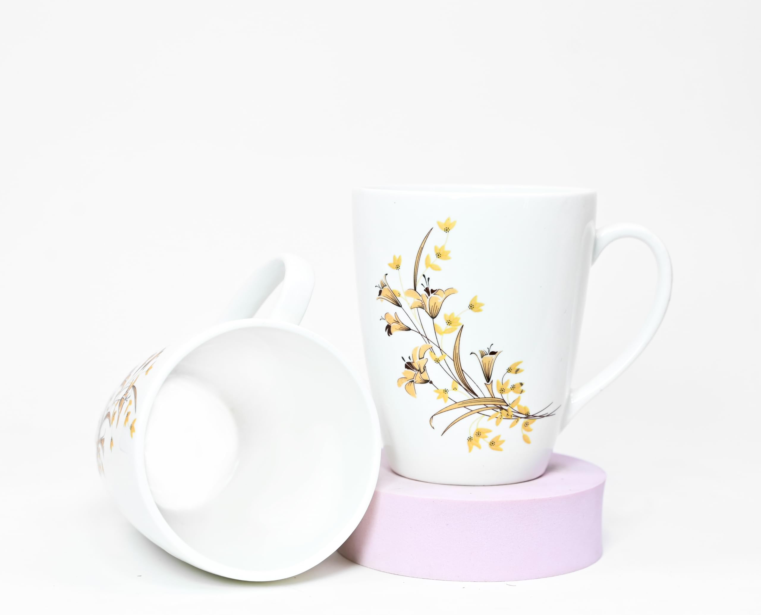 U.P.C. Milk Mug Big Size Cup (320 Ml Capacity) Made Of Fine Bone China, Light, Translucent Tableware/Kitchenware/Homeware Set Of 2 Cups, White