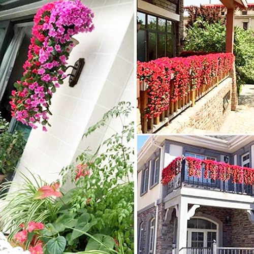 Miniatura 4 de Xeletu Ramo de orquídeas colgantes artificiales vívidas, cuerda larga de seda para colgar, cesta de glicina de pared, guirnalda colgante de orquídea