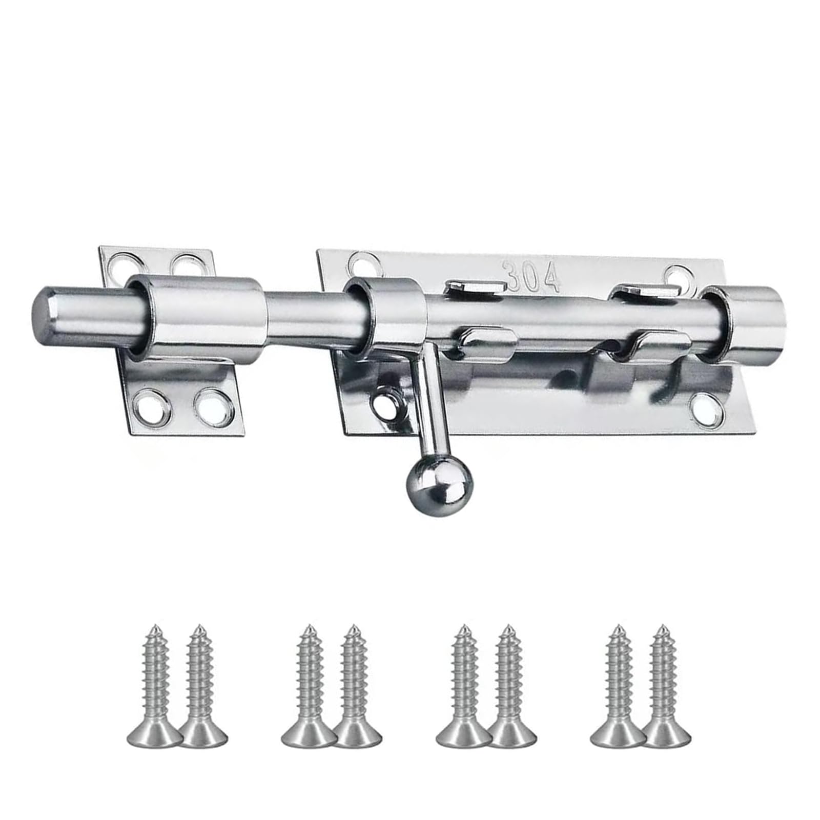 Rayakt 5 Inch Heavy Duty Sliding Gate Latch Bolt, 304 Stainless Steel Door Lock Bolt with Padlock Hole for External Doors, Bathroom, Bedrooms, Gates & Sheds