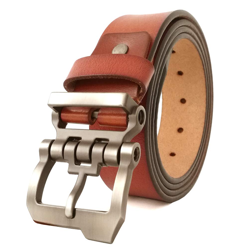 Jinghao Men's Brown Designer Belts Genuine Leather Belt For Jeans Dress Big Waist Size 28"-65" Black (52"-54"/Belt Length 150Cm, )