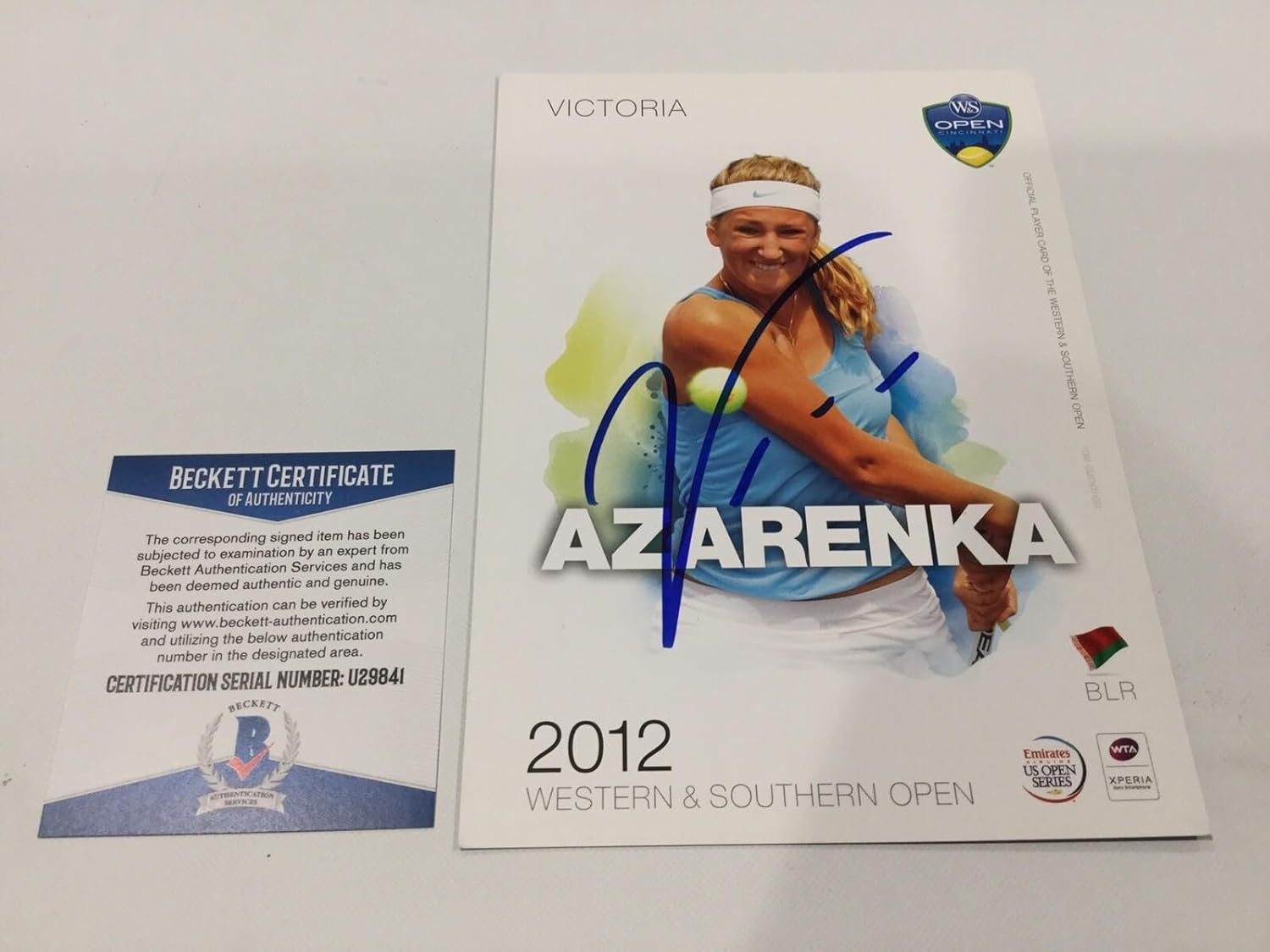 Victoria Azarenka Signed Autographed 5x7 W&S Tennis Card Beckett BAS COA a - Autographed Tennis Cards