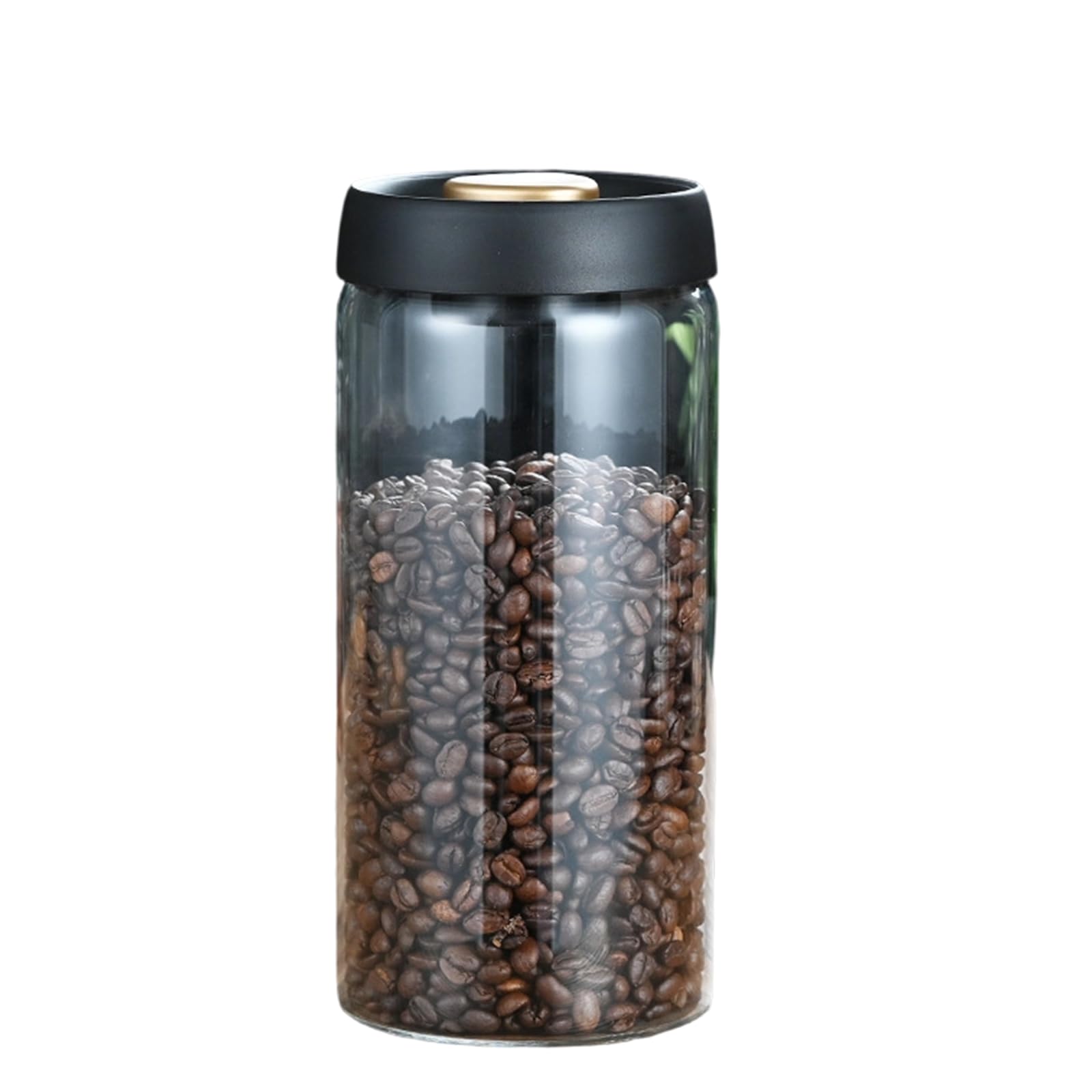 Efficient Pressed Vacuum Coffee Canister Bean Nut Tea Clear Glass Storage Jar with Vacuum Seal Organize Portable Coffee Container