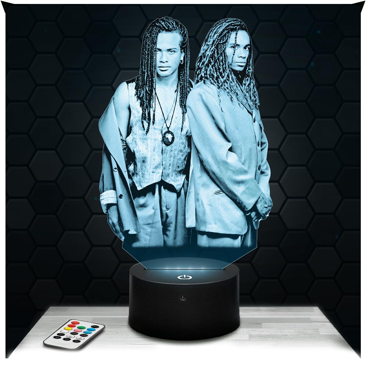 Lampephoto.fr - M. Vanilli 3D Lamp, Night Light 3D LED Illusion Lamp, German Duo Singers, Gift idea for Boy's and Girl's Room, Night Light for Children's and Adult's Bedroom, Original Christmas, Gift