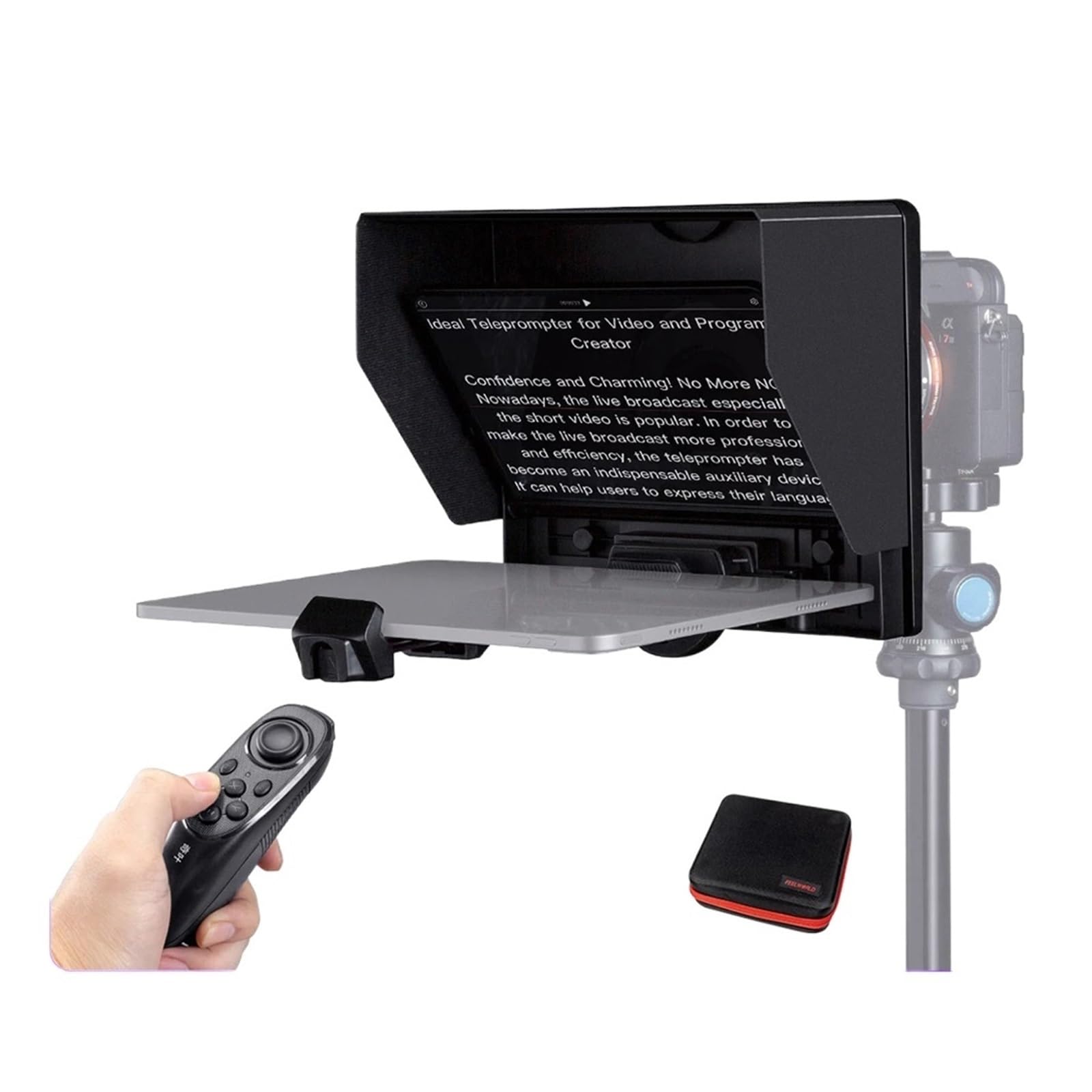 Teleprompter, Teleprompter Tablet Cámara DSLR & Estuche Compatible con la aplicación de Captura de teléfonos Inteligentes Incluido