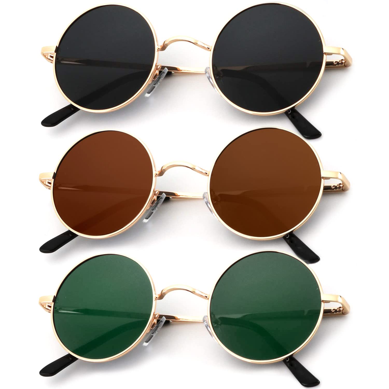 KALIYADI Round Polarized Sunglasses for Men Women Retro Metal Hippie Circle Style Sun Glasses UV Protection