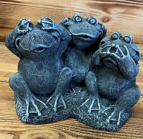 J And L Stone Ornaments Brown Stone Garden See Hear Speak No Evil Frog Toad Statue Ornament
