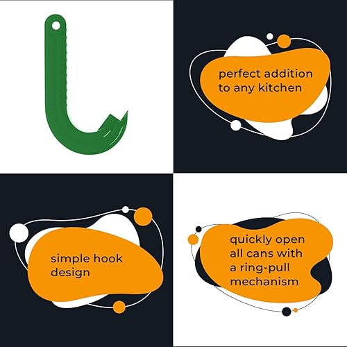 Miniatura 3 de Abrelatas manual de ganchos, abridor de latas de comida para mascotas, abrelatas de alimentos fáciles de tirar de anillo