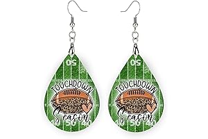 Game Day Earrings - Green Touchdown Season Dangle Earrings for Women