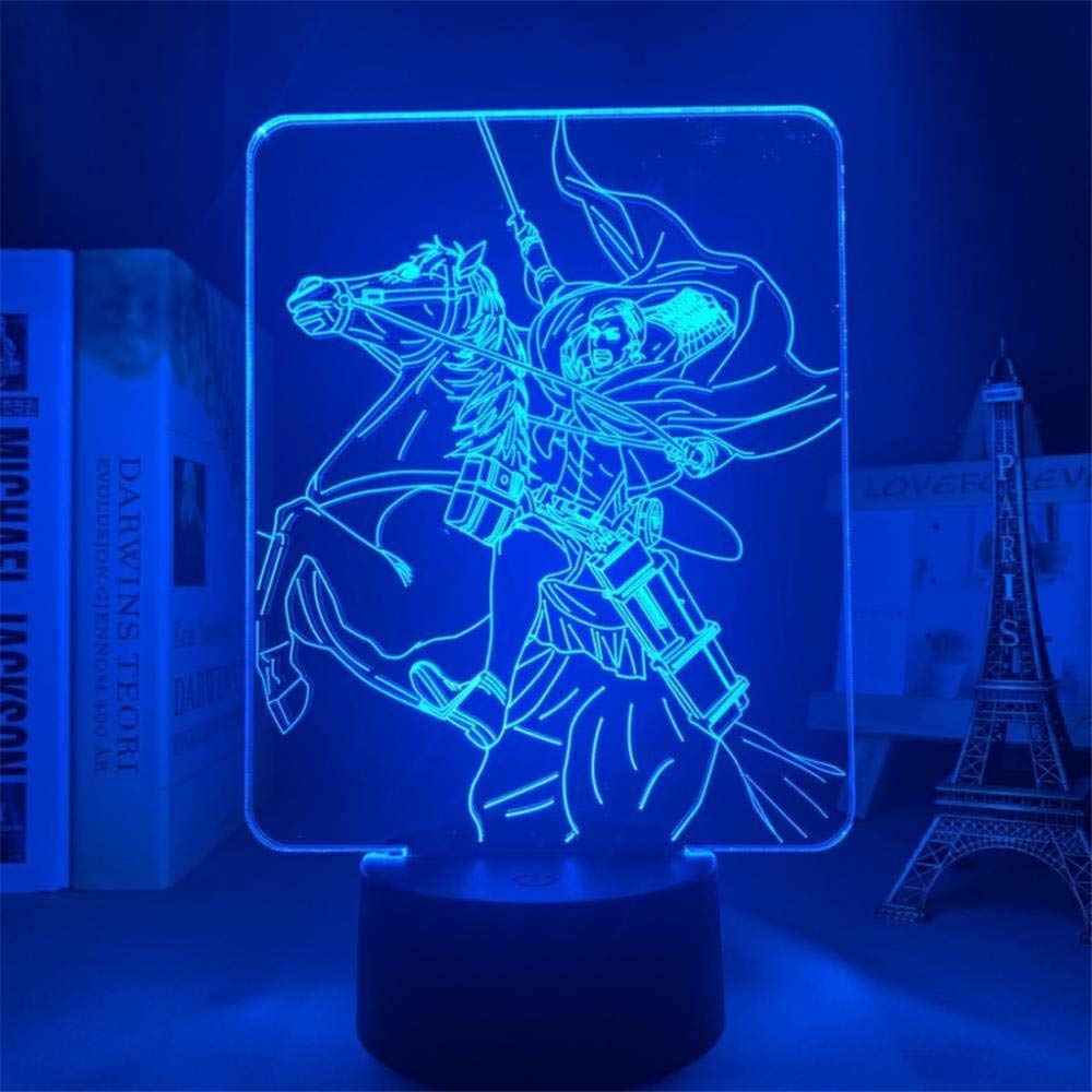 3D Anime lamp for Kids Anime Attack on Titan 3D Lamp Erwin Smith Light for Bedroom Decoration Kids Gift Attack on Titan LED Night Light Erwin Smith-Touch
