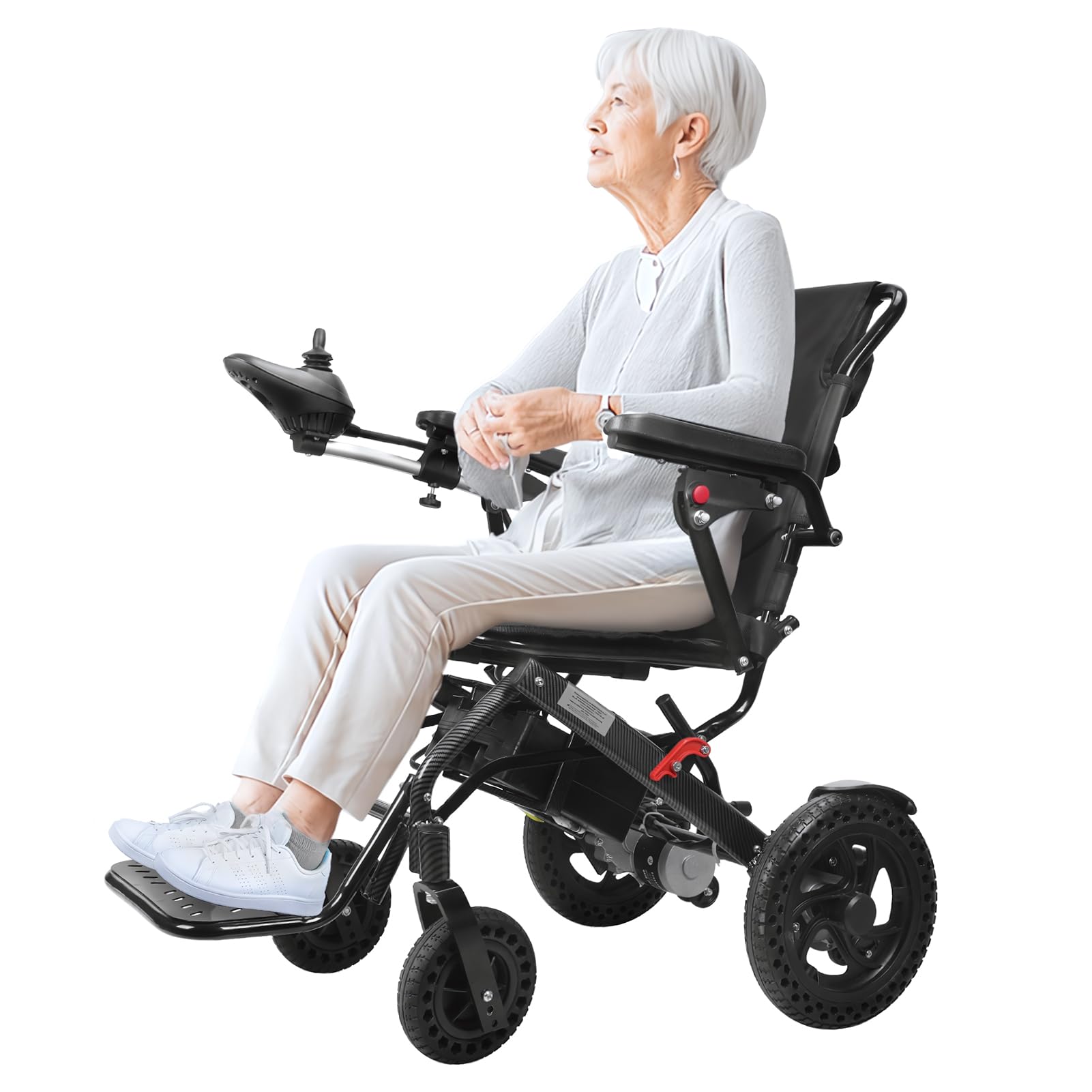 Reheyre Sillas de ruedas eléctricas para adultos, ligeras, plegables, rango de 13 millas, 500 W, motores duales, silla de ruedas motorizada plegable para personas mayores, soporta 265 libras con