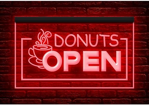 Miniatura 6 de 110010 Open Donuts Cafe Shop Pan Pantalla de café caliente LED Luz de neón
