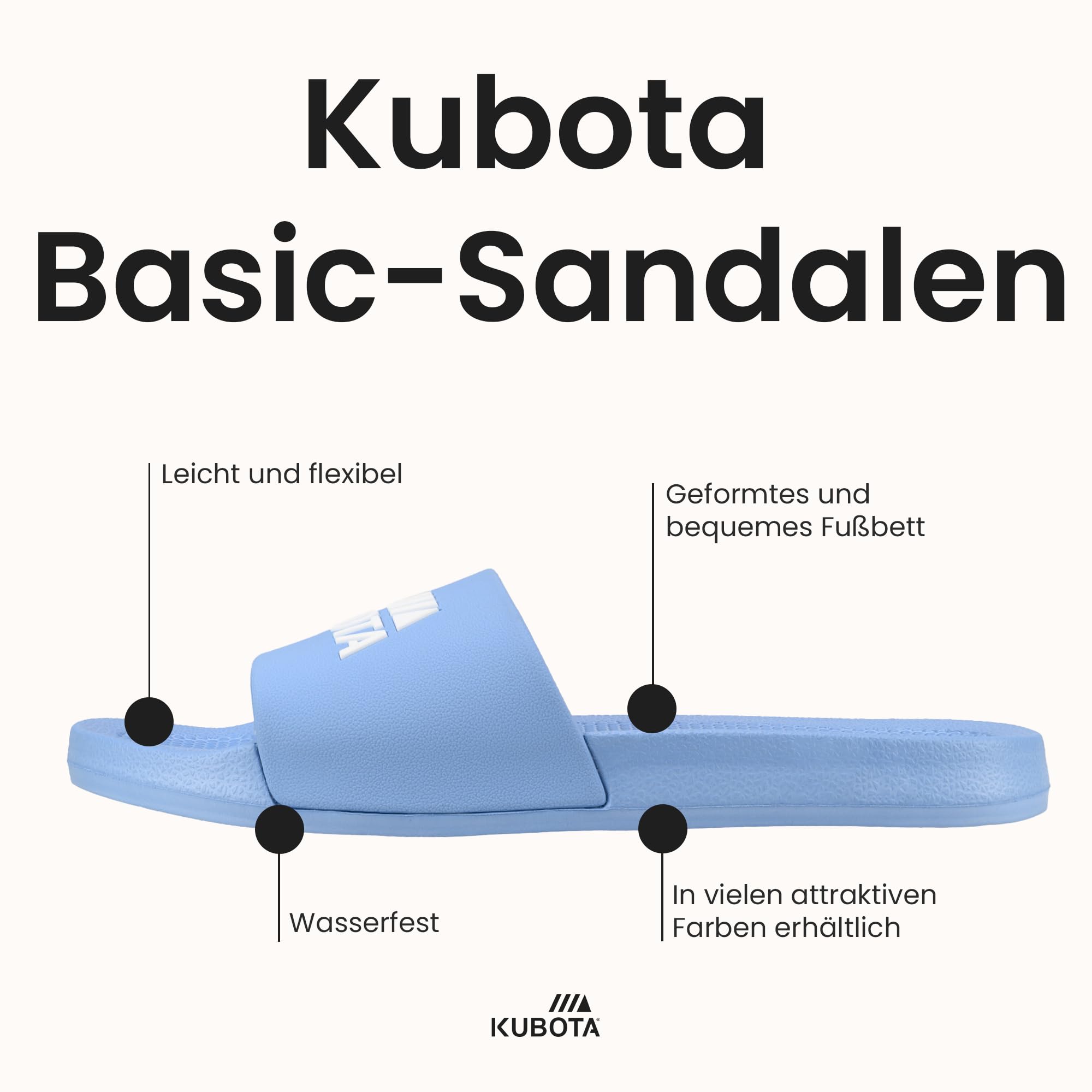 Kubota Klapki Basenowe Meskie - Klapki Kubota Basic - Klapki Sportowe Antypoślizgowe Gumowe Na Basen - Czarne 42