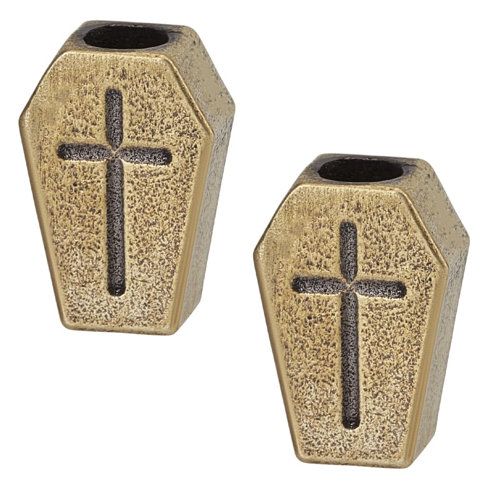 FINGERINSPIRE 2 PCS Large Hole Cross Beads Gold Lanyard Cross Beads with 5mm Hole Loose Spacer Pendant Brass Lanyard Coffin for Knife Pendant Jewelry Making for DIY