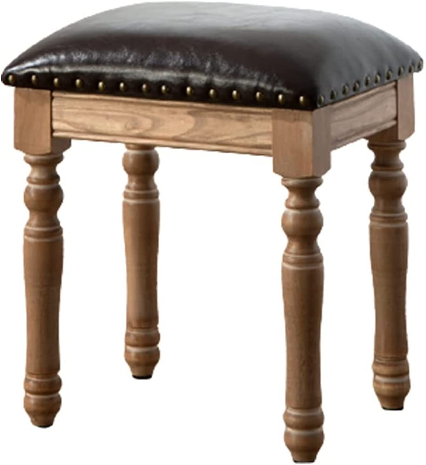 GRDDBZA Vanity Bench with Padded Cushion, Vanity Chair Bedroom Solid Wood Makeup Stool Wooden Dining Stool Porch Shoe Changing Stool Wooden Dressing Stool Oak Stool Legs(Brown)