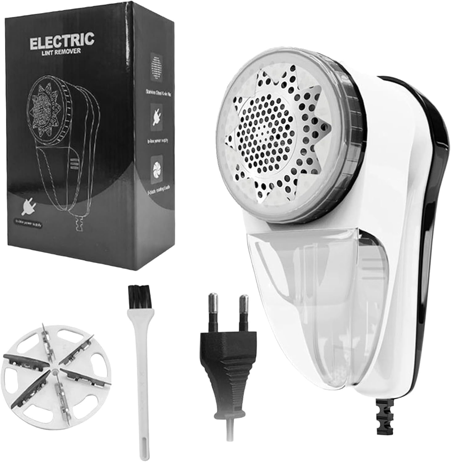 Beauenty Lint Remover, Portable Electric Fabric Clothes Furniture Shaver, Sweater Pill Defuzzer, Remove Pills Balls Bobbles from Clothing, Carpet, Curtain, Extra Replacement Blade and Brush