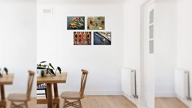 Nachic Wall Stampa su tela da cucina, varie spezie colorate in cucchiai vintage, pittura artistica da parete per sala da pranzo, ristorante, decorazione da parete, incorniciata, pronta da appendere