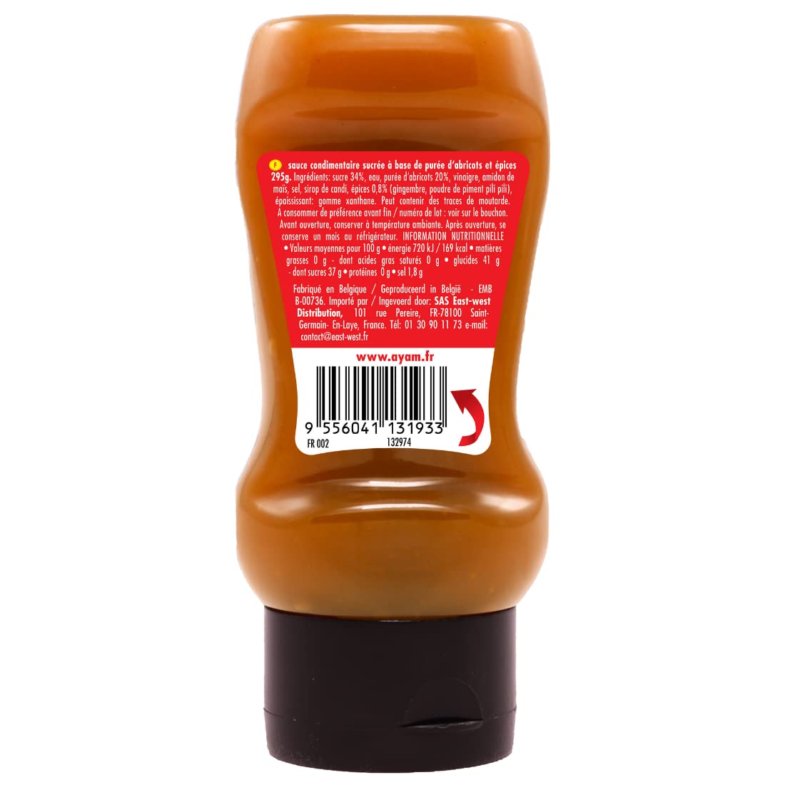 AYAM Sauce chinoise | Sucrée | Purée d'abricots et épices| Haute Qualité | Alimentation Saine | Sans gluten | Sans Glutamate | Sans Colorant Artificiel | Bouchon anti-goutte - 295g - 4