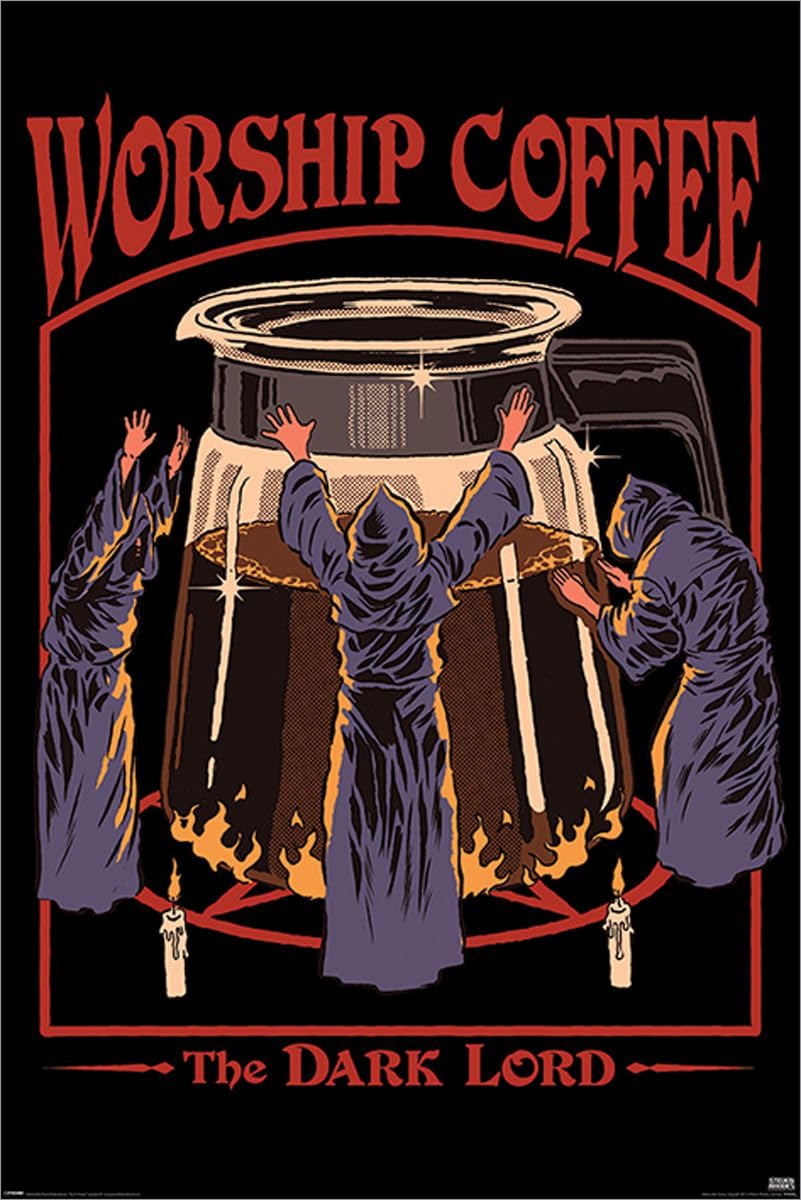 Grindstore Multicolour Laminated Steven Rhodes (Worship Coffee) Maxi Poster Large Wall Art Print, Wall Decor, Home Office Classroom Decoration, Gift Idea, Decorative Print 91.5X61cm
