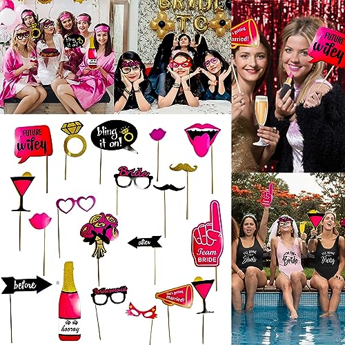 Image of WANNA PARTY Bride to Be Props - Team Bride Photo props - Bridal Shower Props for Bride /Bride to Be Props and Decoration Set for Bachelorette Party Photo Props, Weddings - Pack of 20