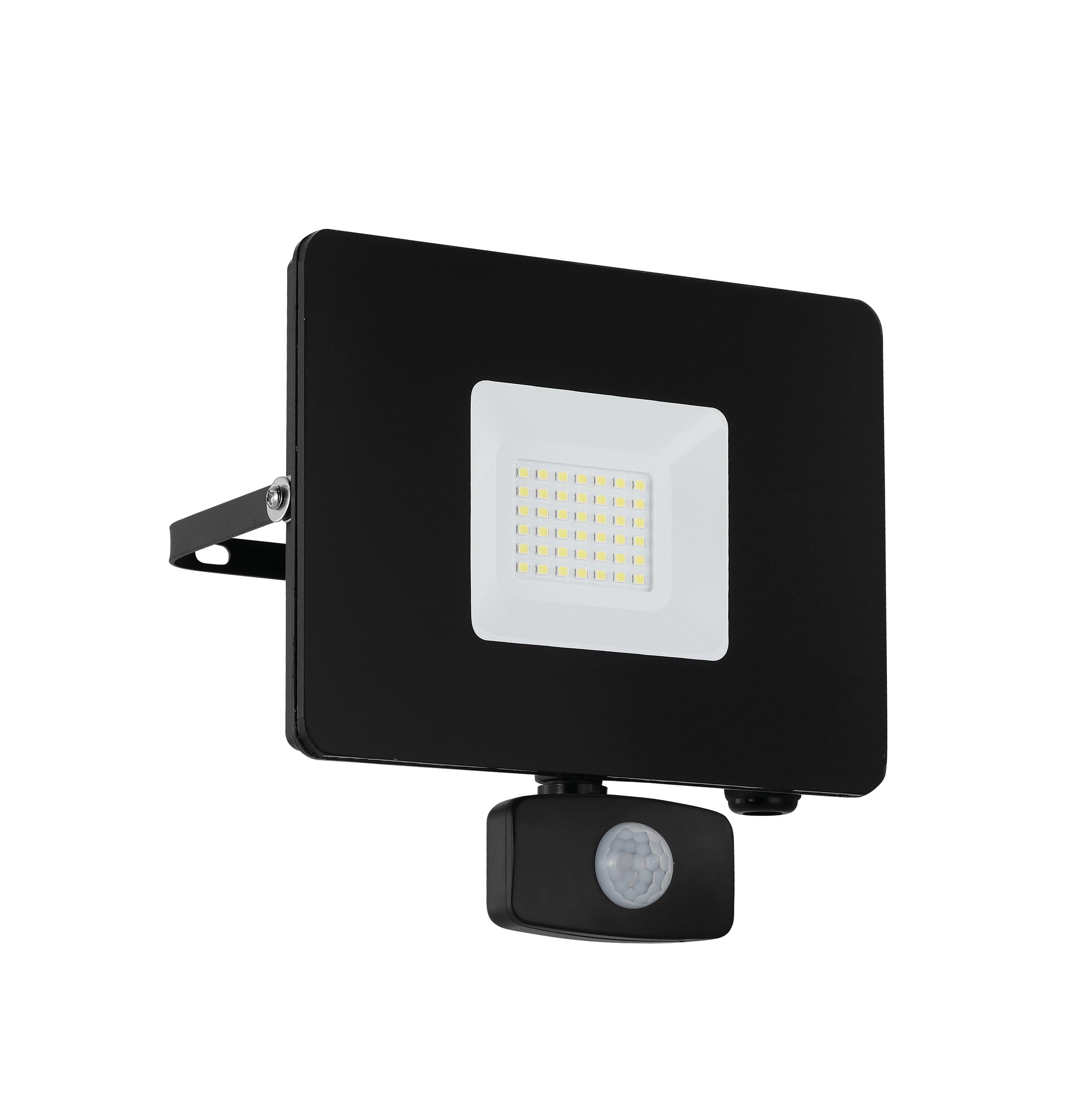Eglo Unisex Black Faedo 3 Aluminium Outdoor Led Spotlight & Motion Sensor, 30W