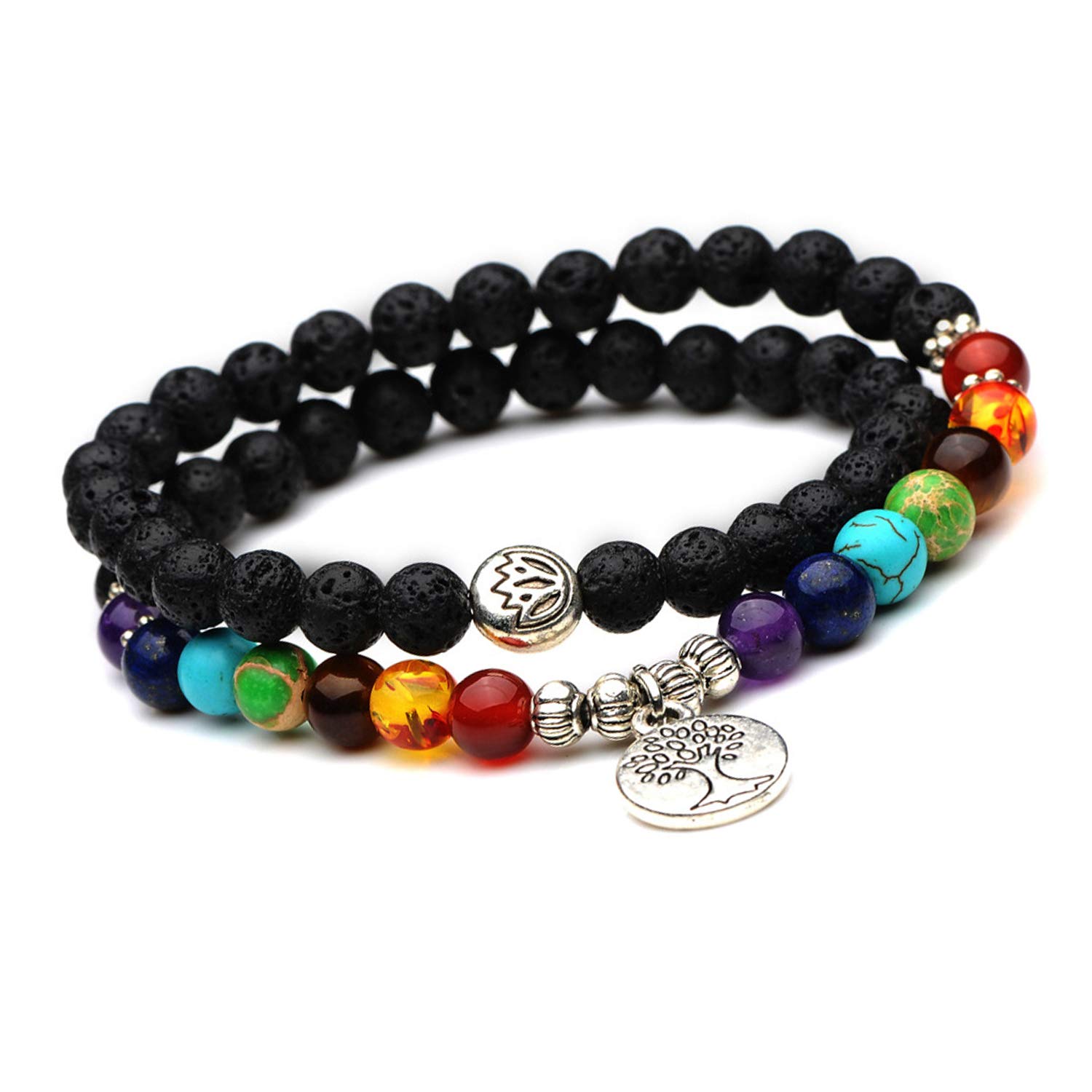 Young & Forever Womens Gift Natural Orignal Reiki Feng Shui Crystal Stone Healing Beaded 7 Chakra Original Bracelet. Lava And Tree Of Life Charm Bracelet (B082YYQ81L) Amazon Price History, Amazon Price Tracker