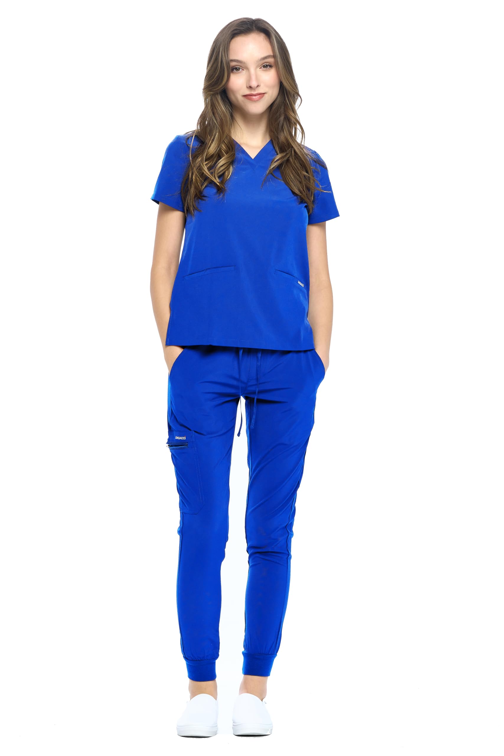 Women’s V-Neck Jogger Scrub Set with 8 Pockets