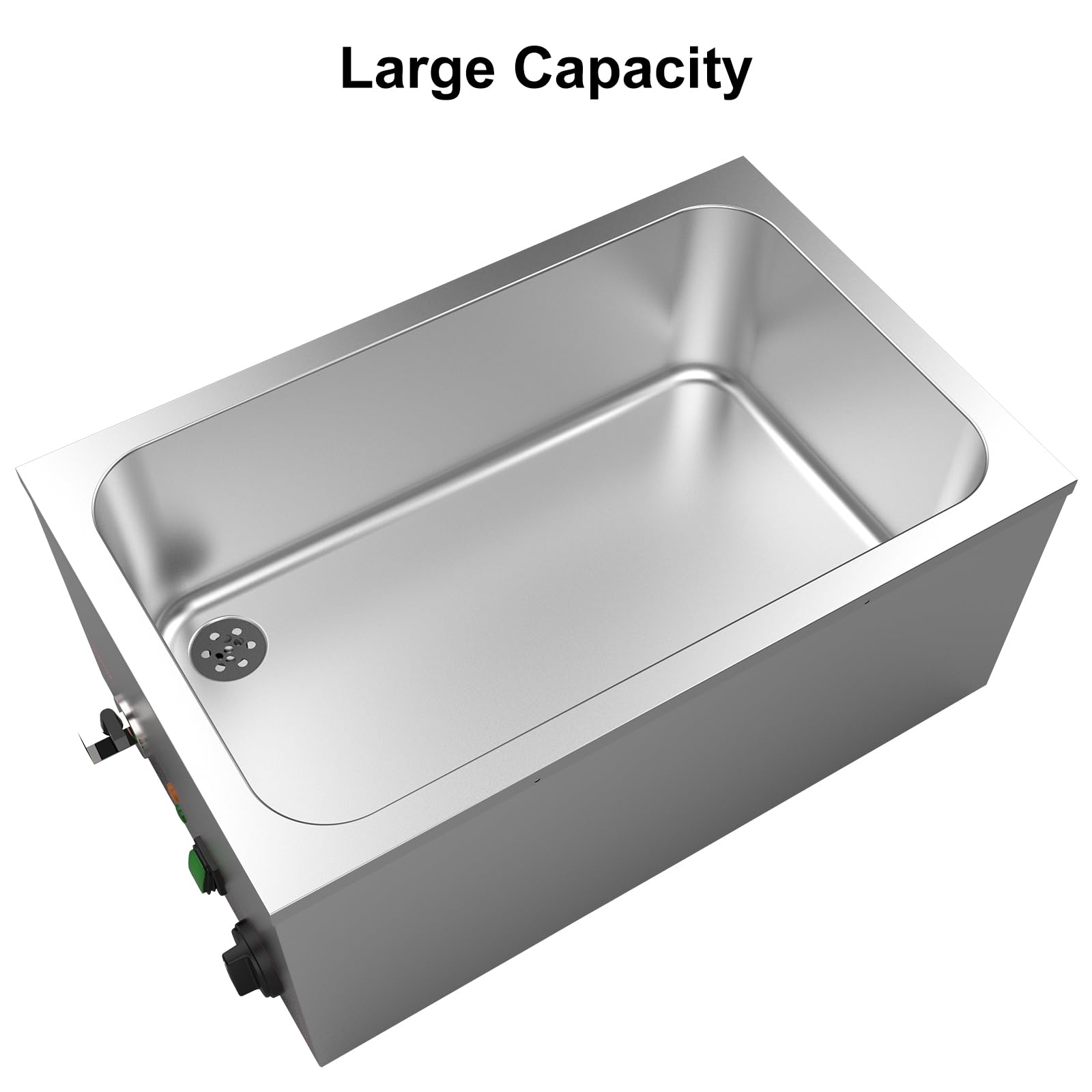 Valgus Commerciale Acier Inoxydable 3 Sections 16L Bain Marie RéChauffeur De Table éLectrique Vapeur avec Couvercle Et Robinet pour FêTes, Banquets Et éVéNements De Restauration