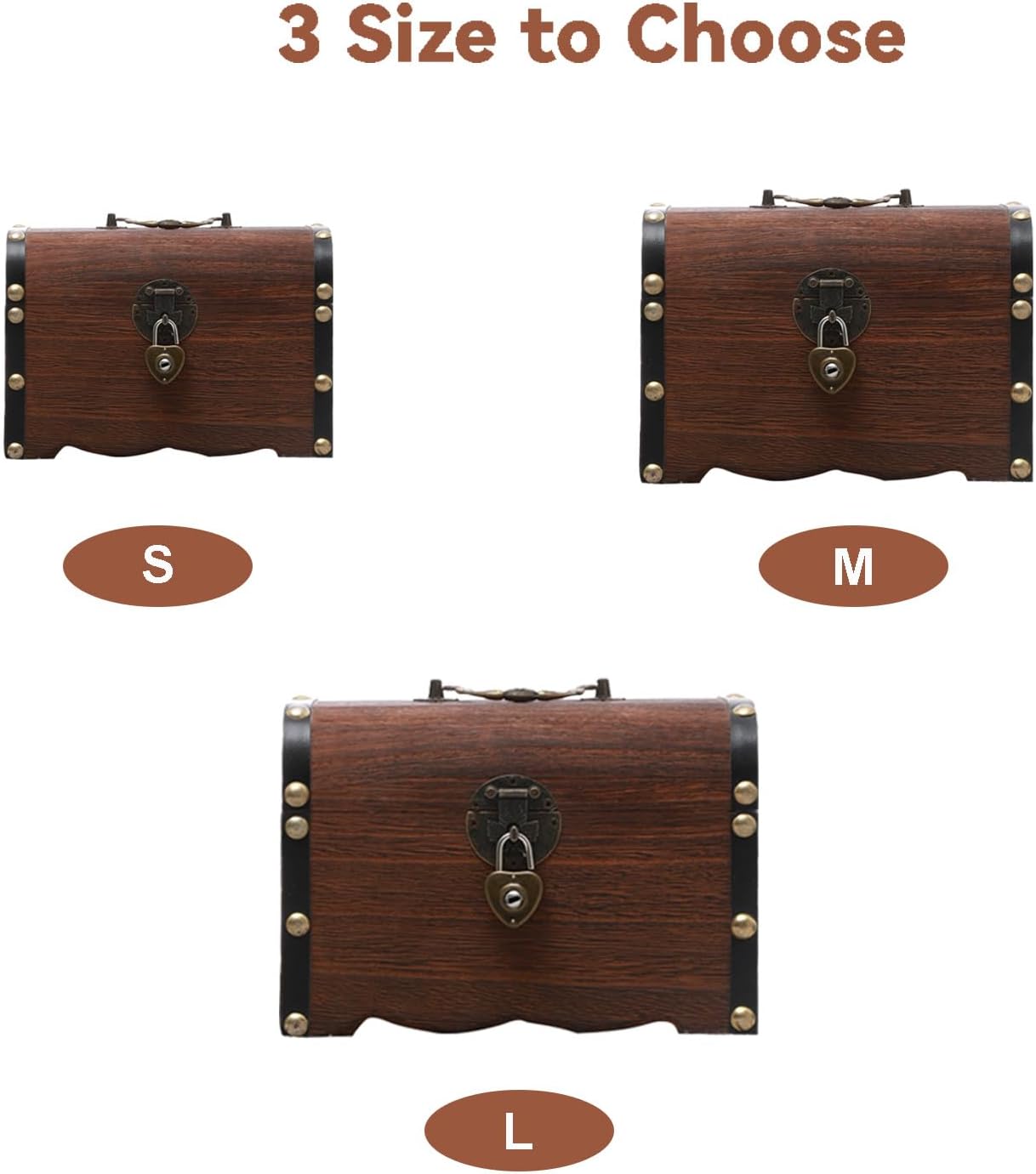 Ragyzity Wooden Piggy Bank, Money Saving Bank with Lock, Creative Vintage Wooden Box, Rustic Small Decorative Coin Bank, Present for Boys and Girls (L)