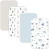 4 Pack Baby Bassinet Sheets - 35x20 Bedside Bassinet Sheets for Newton, Ezebaby, AMKE3 in 1 & Other Large Bedside Sleeper | Ultra Soft & Skin Friendly Bassinet Fitted Sheets for Boys Girls